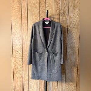 Charcoal Faux Suede Longline Blazer Jacket